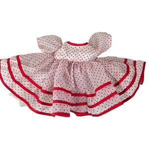 Vintage 50s 60s Shirley Temple Polka Dot Doll Dress Ruffled Layers